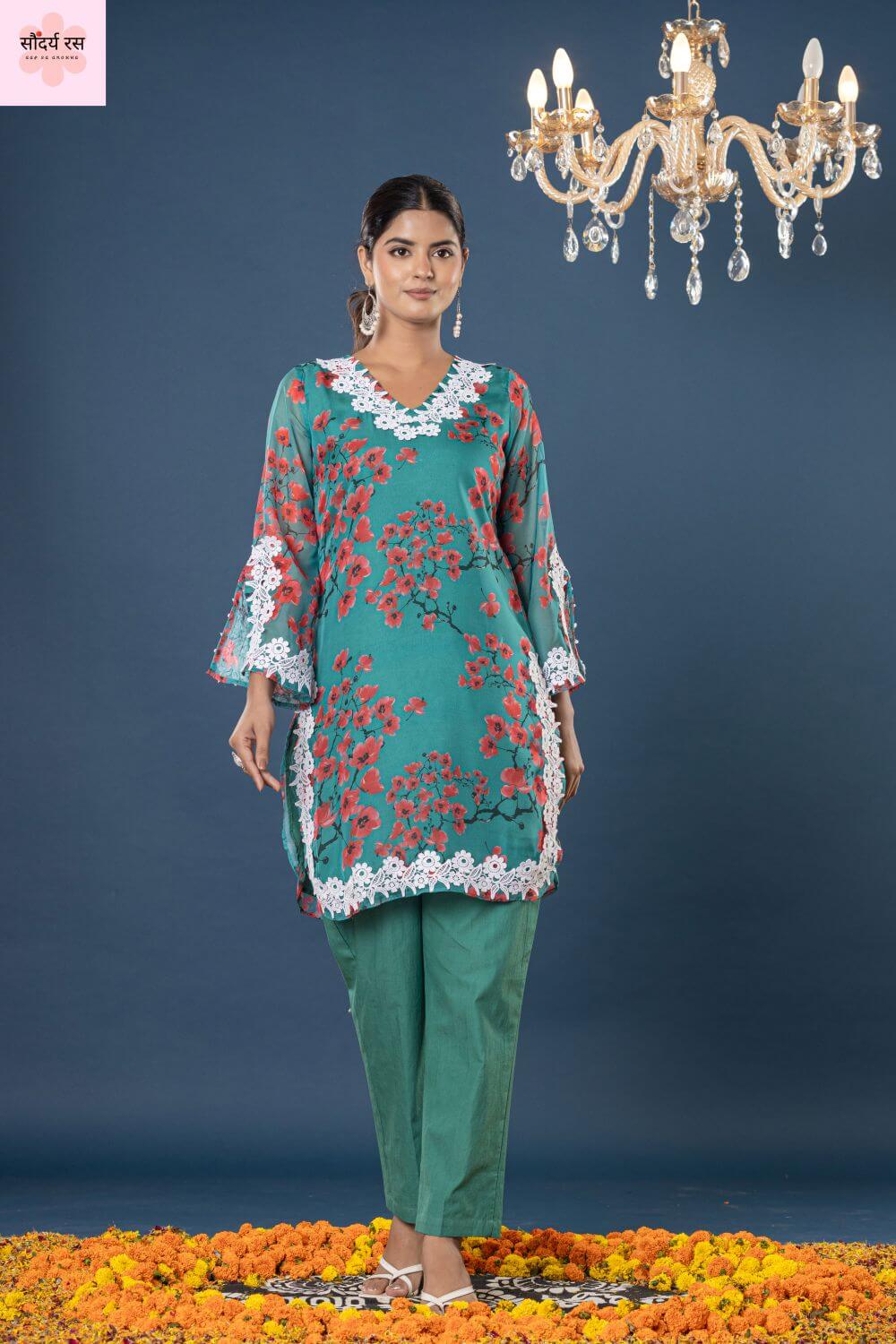 Pure Organza Co-ord Set with Jam-Cotton Silk Bottoms