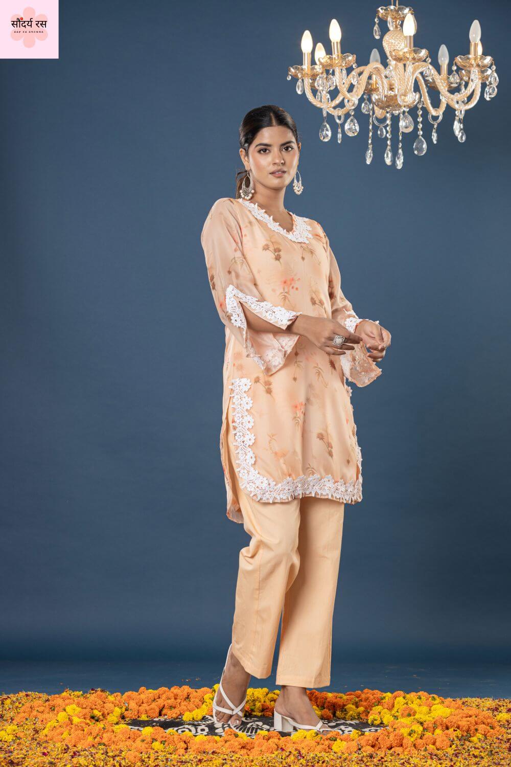 Pure Organza Co-ord Sets with Jam-Cotton Silk Bottom - Image 3