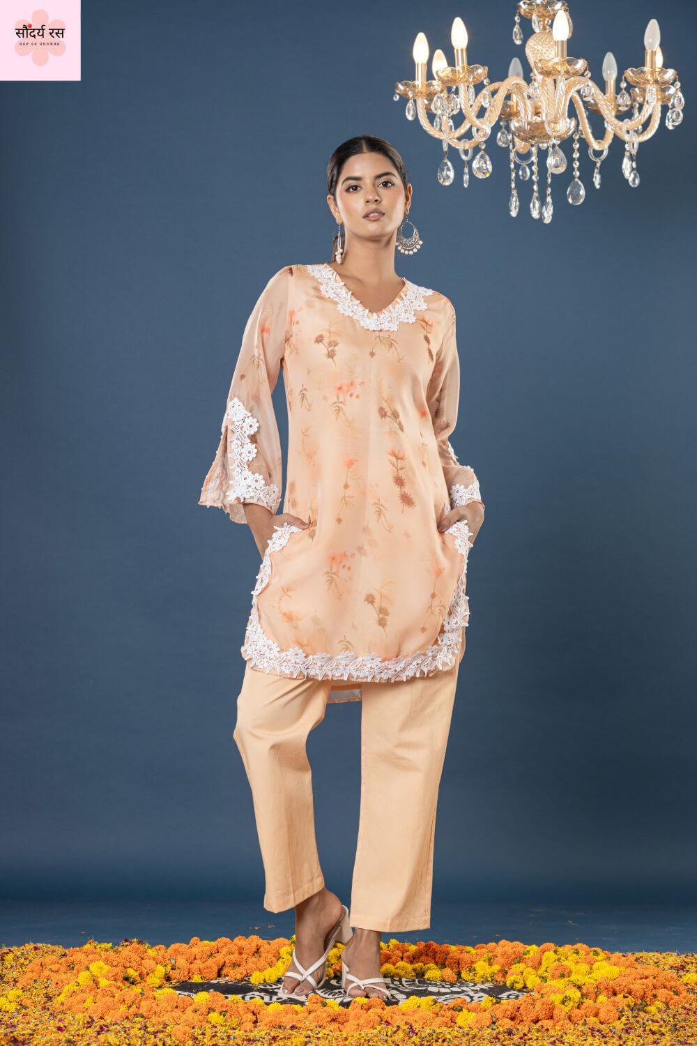 Pure Organza Co-ord Sets with Jam-Cotton Silk Bottom