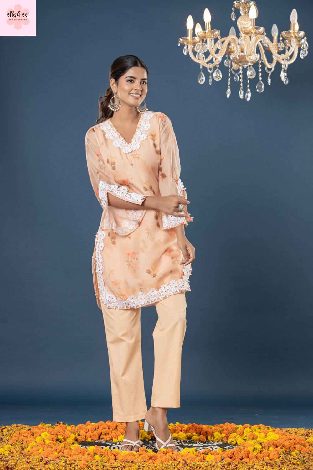 Pure Organza Co-ord Sets with Jam-Cotton Silk Bottom - Image 4