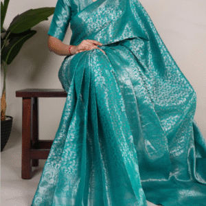 Kanjivaram Turquoise Beauty – Crafted for Your Special Day