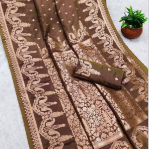 Brown Super Hit Pure Banarasi Zari Saree – A Timeless Beauty