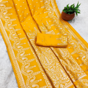 Yellow Super Hit Pure Banarasi Zari Saree – A Timeless Beauty