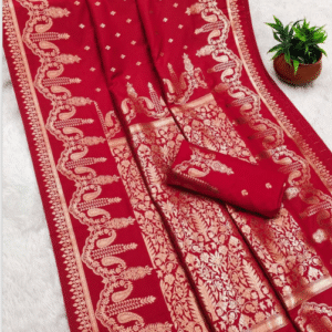 Red Super Hit Pure Banarasi Zari Saree – A Timeless Beauty
