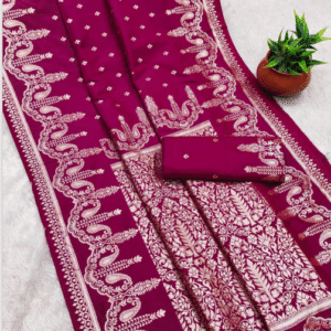 Magenta Super Hit Pure Banarasi Zari Saree – A Timeless Beauty