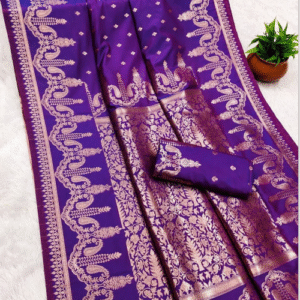 Purple Super Hit Pure Banarasi Zari Saree – A Timeless Beauty